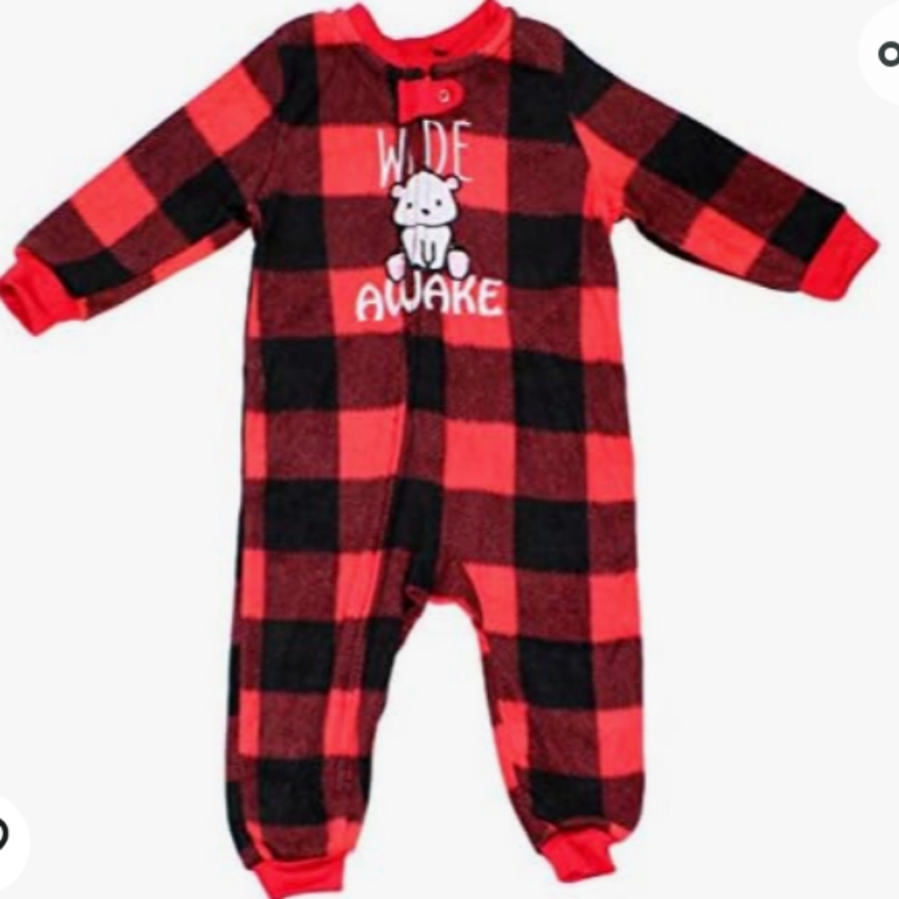 Secret Santa Baby Wide Awake Matching Family Pajama Set Onesie, 12M-18M Red